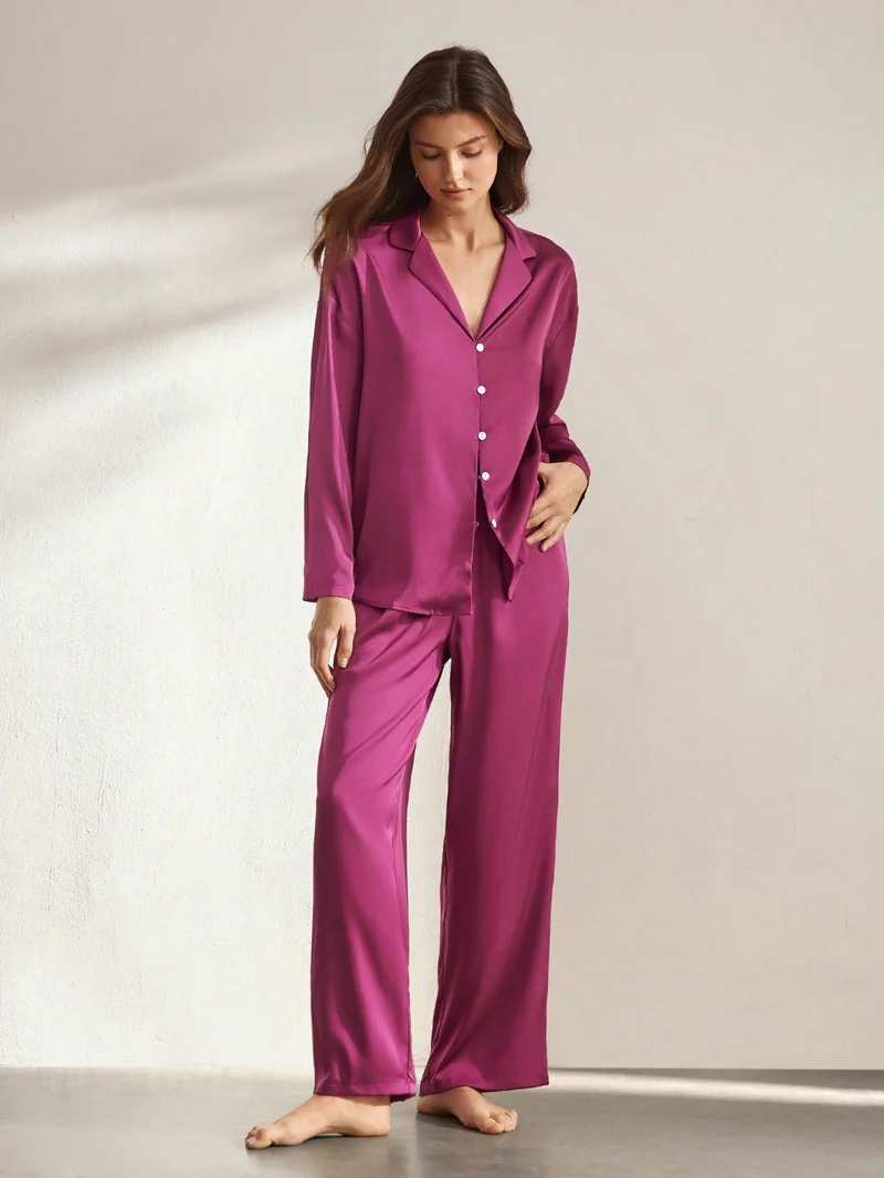 100% Silk Long-Sleeve Pajama Set | La Parisienne
